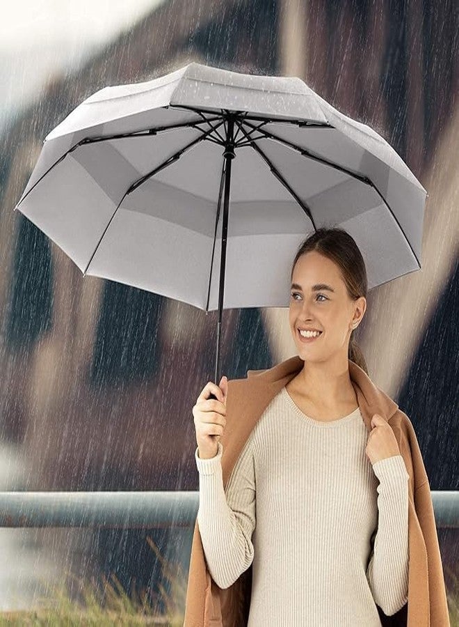 LACOSSI Travel Umbrella for women ^ 3 fold Automatic Open Travel Umbrella, UV Coated Umbrella,Auto Open and Close Small Folding Umbrella,Windproof Umberalla Large for Man,Women (Pink Grey) - Image 3